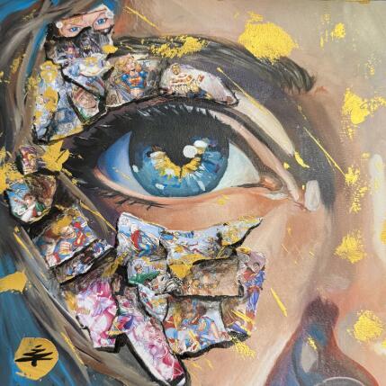 Peinture Super Girl Eye par Caizergues Noël  | Tableau Pop-art Acrylique, Collage Icones Pop