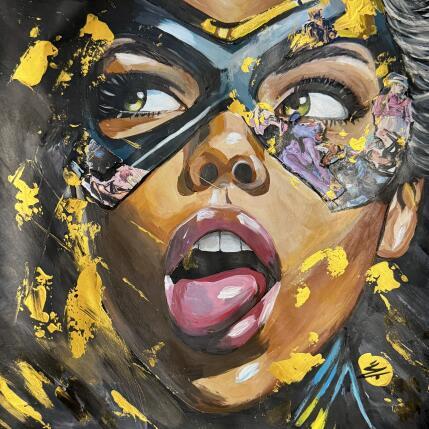 Peinture Catwoman par Caizergues Noël  | Tableau Pop-art Acrylique, Collage Icones Pop