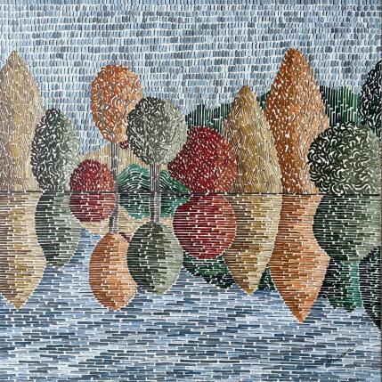 Painting autumn beyond the lake 1 by Dmitrieva Daria | Painting Impressionism Acrylic