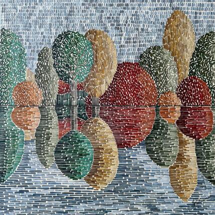 Painting autumn beyond the lake 2 by Dmitrieva Daria | Painting Impressionism Acrylic