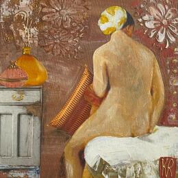Gemälde Timeless feminity  von Romanelli Karine | Gemälde Figurativ Acryl, Collage Akt, Alltagsszenen, Pop-Ikonen