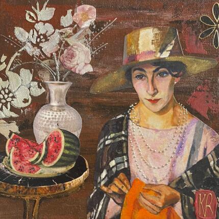 Peinture Memory of a gaze par Romanelli Karine | Tableau Figuratif Acrylique, Collage Portraits, Scènes de vie