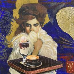 Painting Her breath  by Romanelli Karine | Painting Figurative Acrylic, Gluing Life style, Pop icons, Portrait