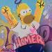Peinture Homer Youpi ! par Lemoine Mael | Tableau Pop-art Icones Pop Graffiti Acrylique