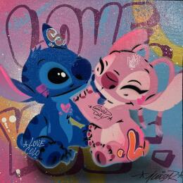 Painting Stitch angel by Lemoine Mael | Painting Pop-art Acrylic, Graffiti Pop icons
