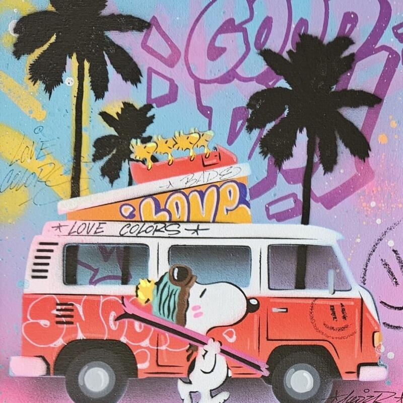 Painting Snoopy vacances d'hiver by Lemoine Mael | Painting Pop-art Pop icons Graffiti Acrylic