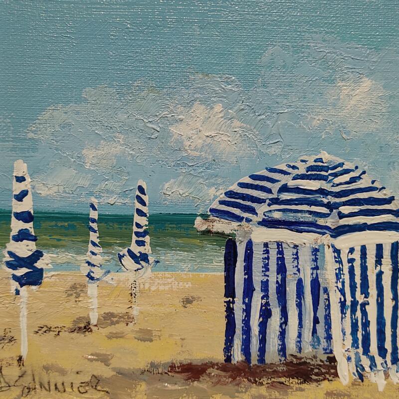 Peinture Tentes Deauville par Sannier Daniel | Tableau Impressionnisme Paysages Huile