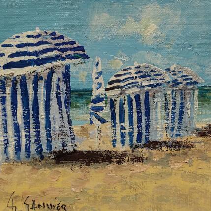 Peinture Les trois cabines par Sannier Daniel | Tableau Impressionnisme Huile Paysages