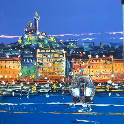 Painting Croisière en ferry boat by Corbière Liisa | Painting Figurative Oil Architecture, Landscapes, Urban