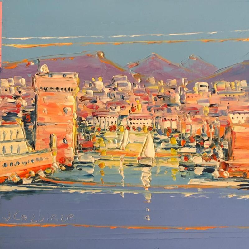 Painting Un matin à Marseille by Corbière Liisa | Painting Figurative Landscapes Urban Marine Oil