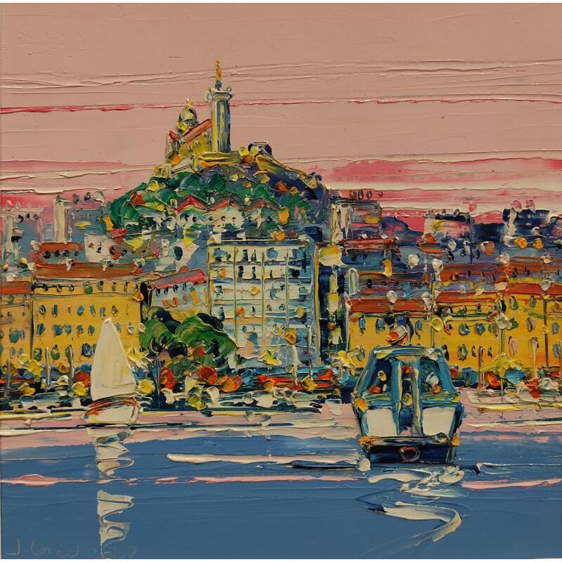 Peinture Le premier ferry boat par Corbière Liisa | Tableau Figuratif Paysages Marine Huile