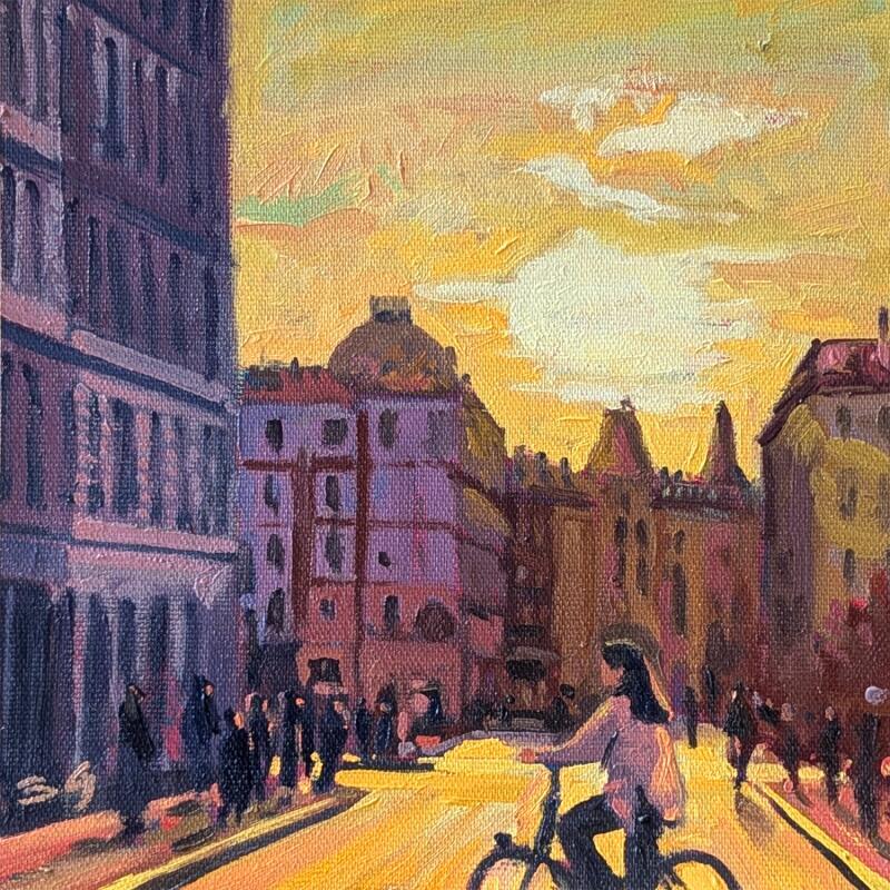 Pintura Sunset in purple and gold por Gaboury Benjamin  | Pintura Impressionism Urbano Life style Arquitectura Aceite