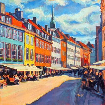 Painting Sunny street by Gaboury Benjamin  | Painting Impressionism Oil Architecture, Life style, Urban