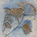 Painting Feuilles de ginkgo dorées et bleues sur fond beige by Trébucq Marion  | Painting Figurative Nature Acrylic Pigments