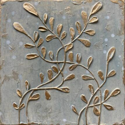 Painting Fougères dorées sur fond  vert de gris by Trébucq Marion  | Painting Figurative Acrylic, Pigments Nature