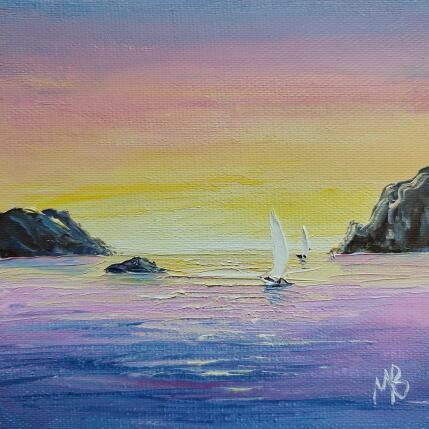 Peinture Soleil couchant sur la mer par Blandin Magali | Tableau Figuratif Huile Paysages