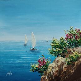 Painting Calanque de Marseille by Blandin Magali | Painting Figurative Oil Landscapes, Pop icons