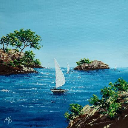 Peinture Vers l'île par Blandin Magali | Tableau Figuratif Huile Paysages