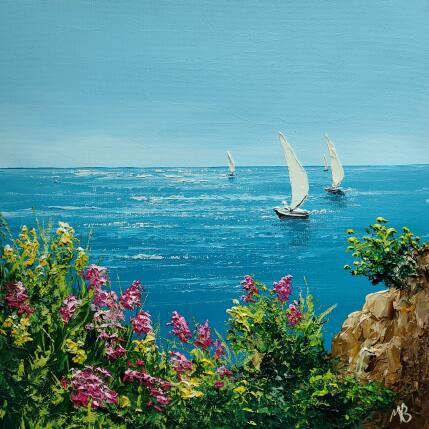 Painting Fleurs du littoral méditerranéen by Blandin Magali | Painting Figurative Oil Landscapes