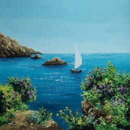 Painting Floraison Méditerranéenne by Blandin Magali | Painting Figurative Oil Landscapes