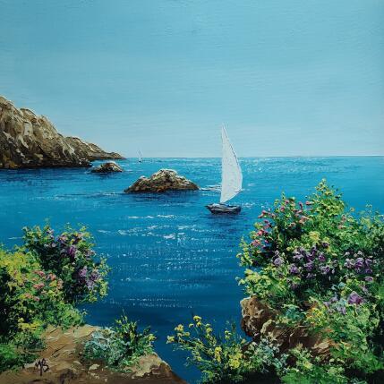 Peinture Floraison Méditerranéenne par Blandin Magali | Tableau Figuratif Huile Paysages