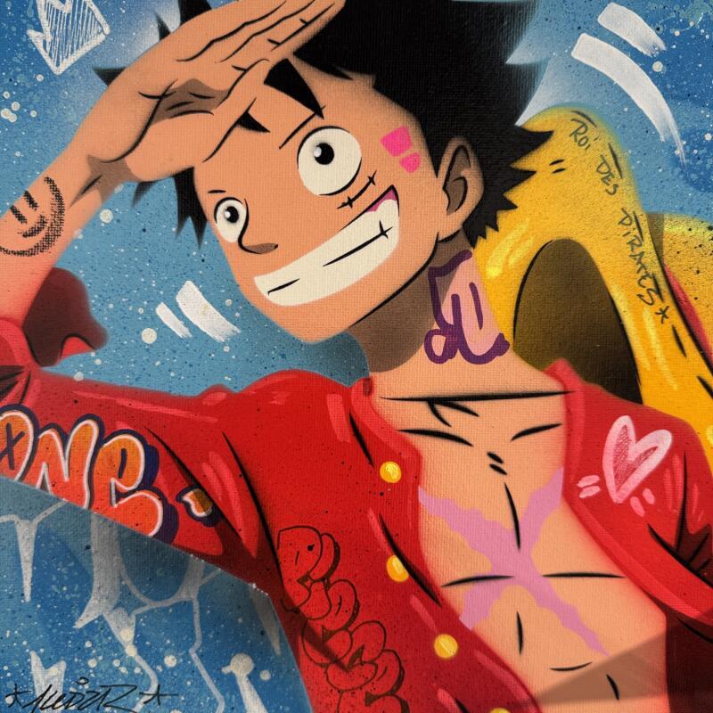 Painting Luffy by Lemoine Mael | Painting Pop-art Pop icons Graffiti Acrylic