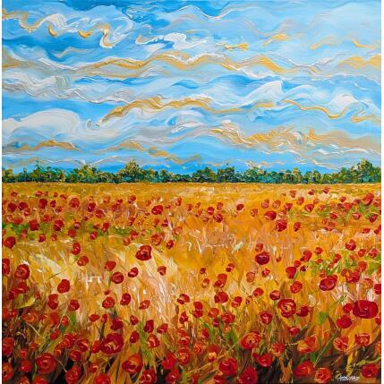 Peinture Champ de coquelicots par Amblard Florence | Tableau