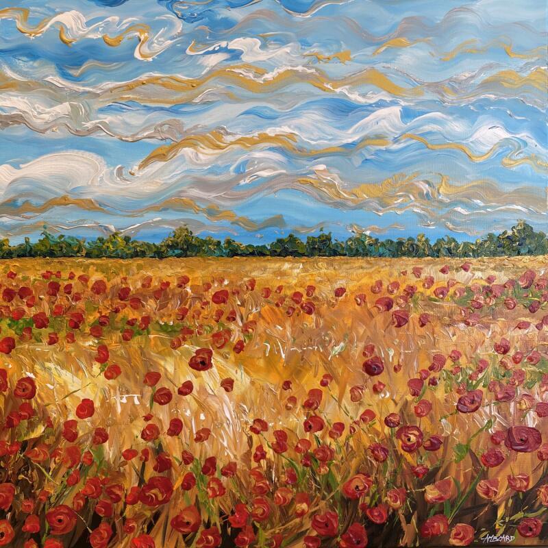Peinture Champ de coquelicots par Amblard Florence | Tableau