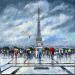 Pintura Trocadéro lumière après l'orage  por Lallemand Yves | Pintura Figurativo Urbano Acrílico