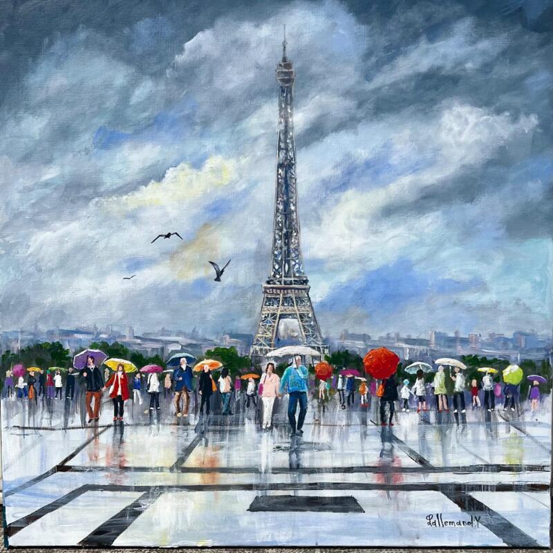 Pintura Trocadéro lumière après l'orage  por Lallemand Yves | Pintura Figurativo Urbano Acrílico