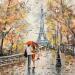 Painting Amoureux parisiens Tour Eiffel by Lallemand Yves | Painting Figurative Urban Acrylic