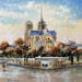 Painting Notre Dame en Automne by Lallemand Yves | Painting Figurative Urban Acrylic
