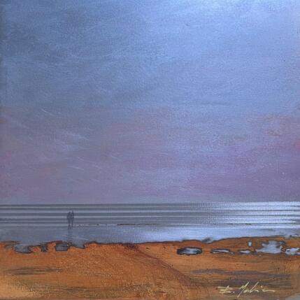 Peinture Couple plage du Lido  par Mahieu Bertrand | Tableau Figuratif Métal Paysages