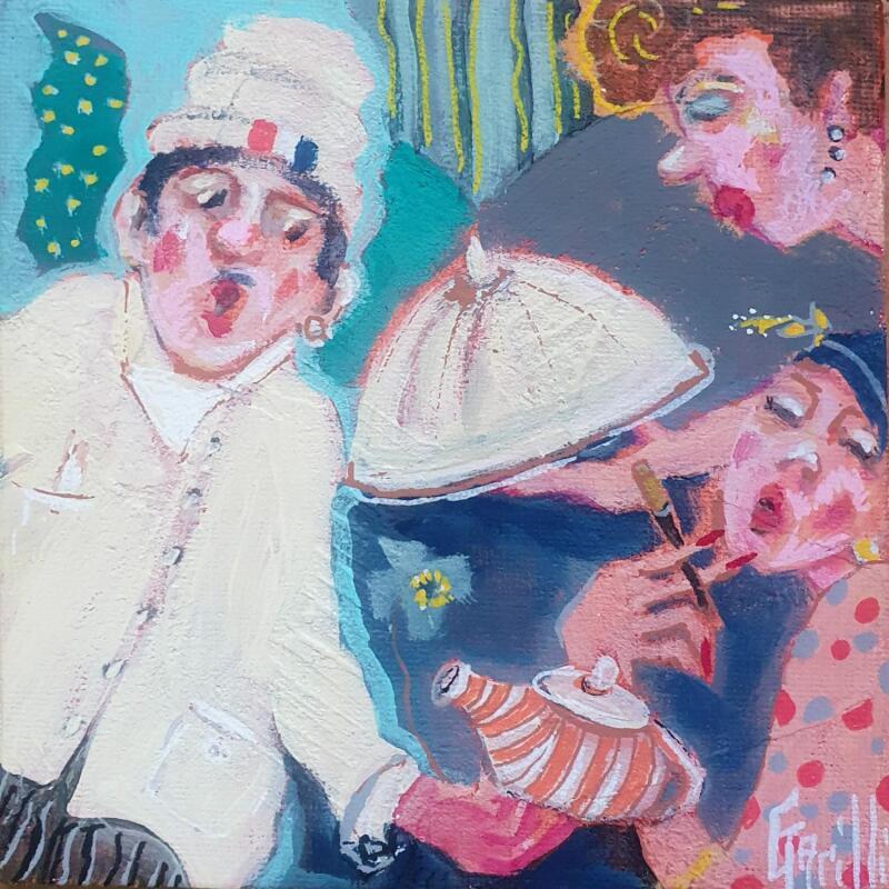 Peinture Madame est servie par Garilli Nicole | Tableau Figuratif Scènes de vie Acrylique