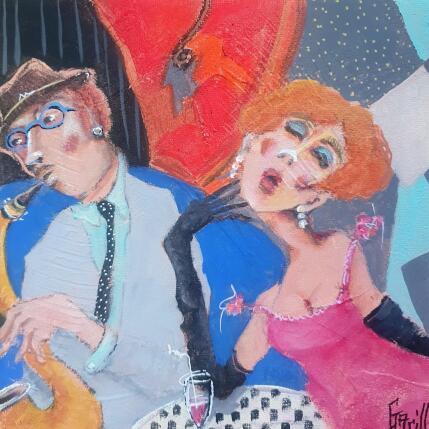 Peinture La groupie du saxophoniste.  par Garilli Nicole | Tableau Figuratif Acrylique Scènes de vie