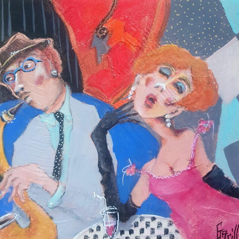 Peinture La groupie du saxophoniste.  par Garilli Nicole | Tableau Figuratif Scènes de vie Acrylique