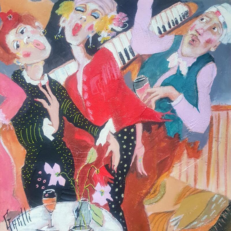 Peinture élégants commerages.  par Garilli Nicole | Tableau Figuratif Scènes de vie Acrylique