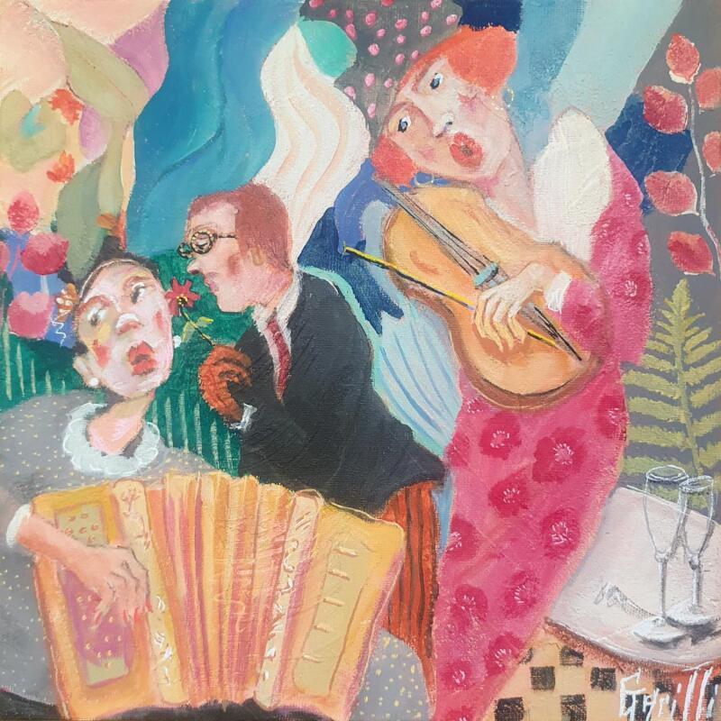 Painting Entre les 2 mon cœur balance. by Garilli Nicole | Painting Figurative Life style Acrylic