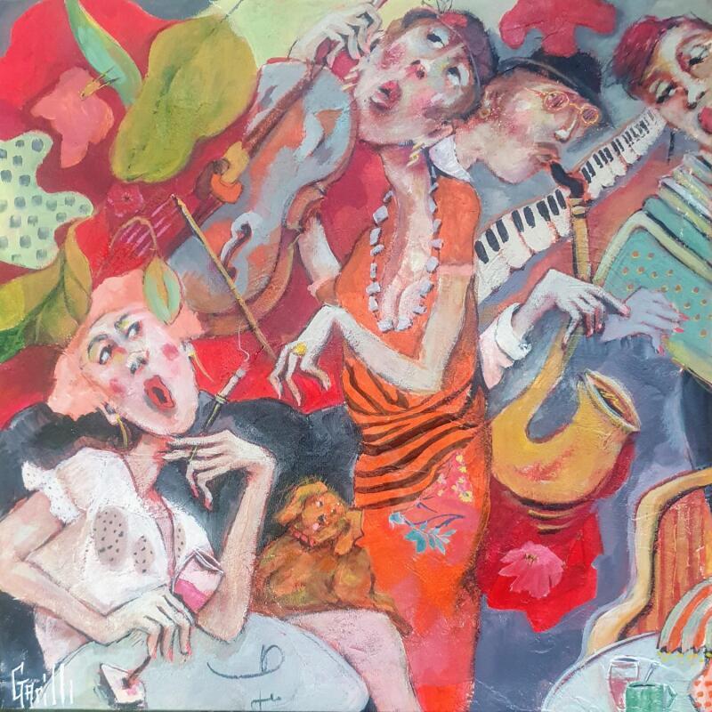 Peinture Ça swing pas mal à Montréal . par Garilli Nicole | Tableau Figuratif Scènes de vie Acrylique Collage