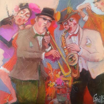 Peinture Une histoire de cuivres. par Garilli Nicole | Tableau Figuratif Acrylique Scènes de vie