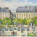 Gemälde Sacré-Coeur au Jardin du Luxembourg von Decoudun Jean charles | Gemälde Figurativ Urban Aquarell