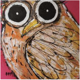 Painting Chouette by Maury Hervé | Painting Raw art Acrylic, Ink, Pigments, Sand Animals