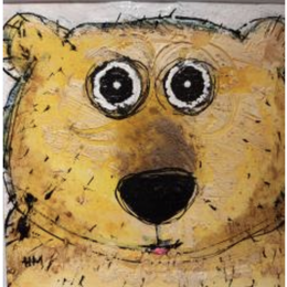 Peinture Ours timide!6 par Maury Hervé | Tableau Art Singulier Acrylique, Encre, Pigments, Sable Animaux