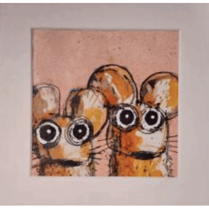 Painting 2 souris by Maury Hervé | Painting Raw art Acrylic, Ink, Pigments, Sand Animals