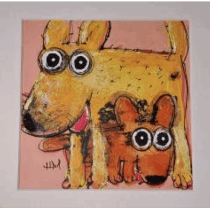 Pintura Chien jaune por Maury Hervé | Pintura Arte bruto Acrílico, Arena, Ink, Pigmentos Animales, Iconos pop