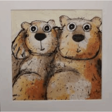 Painting Bien ensemble by Maury Hervé | Painting Raw art Acrylic, Ink, Pigments, Sand Animals