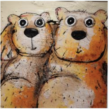 Painting Bien ensemble by Maury Hervé | Painting Raw art Acrylic, Ink, Pigments, Sand Animals