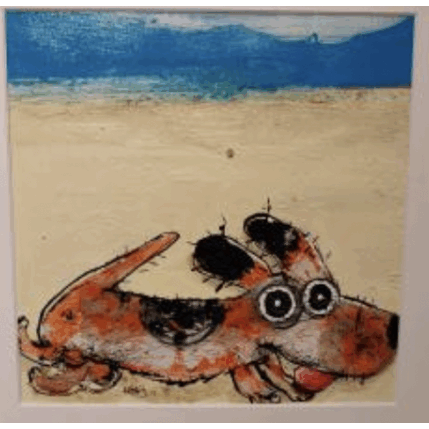 Gemälde À la plage von Maury Hervé | Gemälde Art brut Acryl, Pigmente, Sand, Tinte Tiere