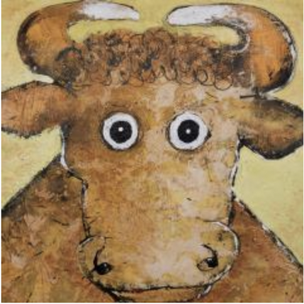 Painting Marguerite by Maury Hervé | Painting Raw art Acrylic, Ink, Pigments, Sand Animals