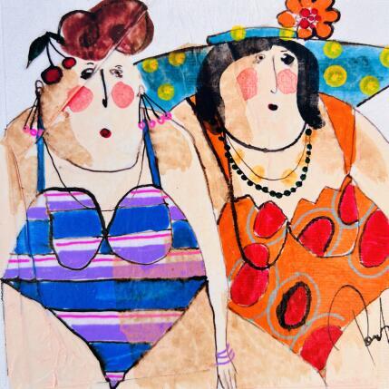Painting Geraldine et Suzette by Colombo Cécile | Painting Naive art Acrylic, Gluing, Ink, Pastel, Watercolor Portrait